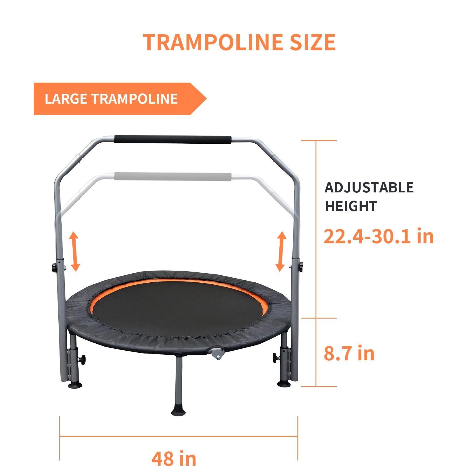 AthletiCore Folding Fitness Trampoline with Adjustable Handle