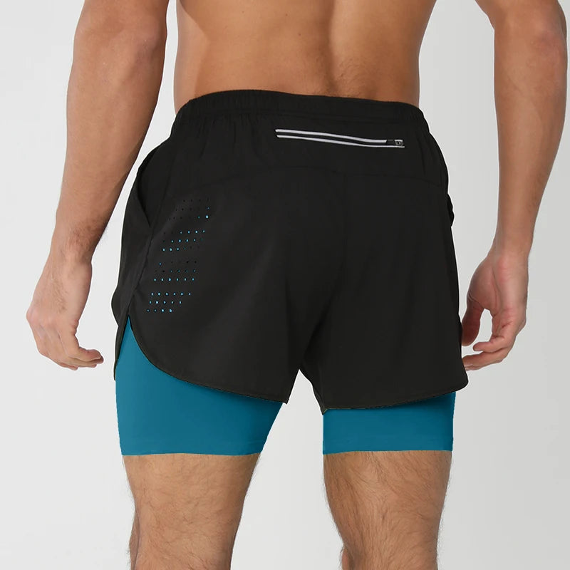 Men’s Quick-Dry Double-Layer Training Shorts – Black