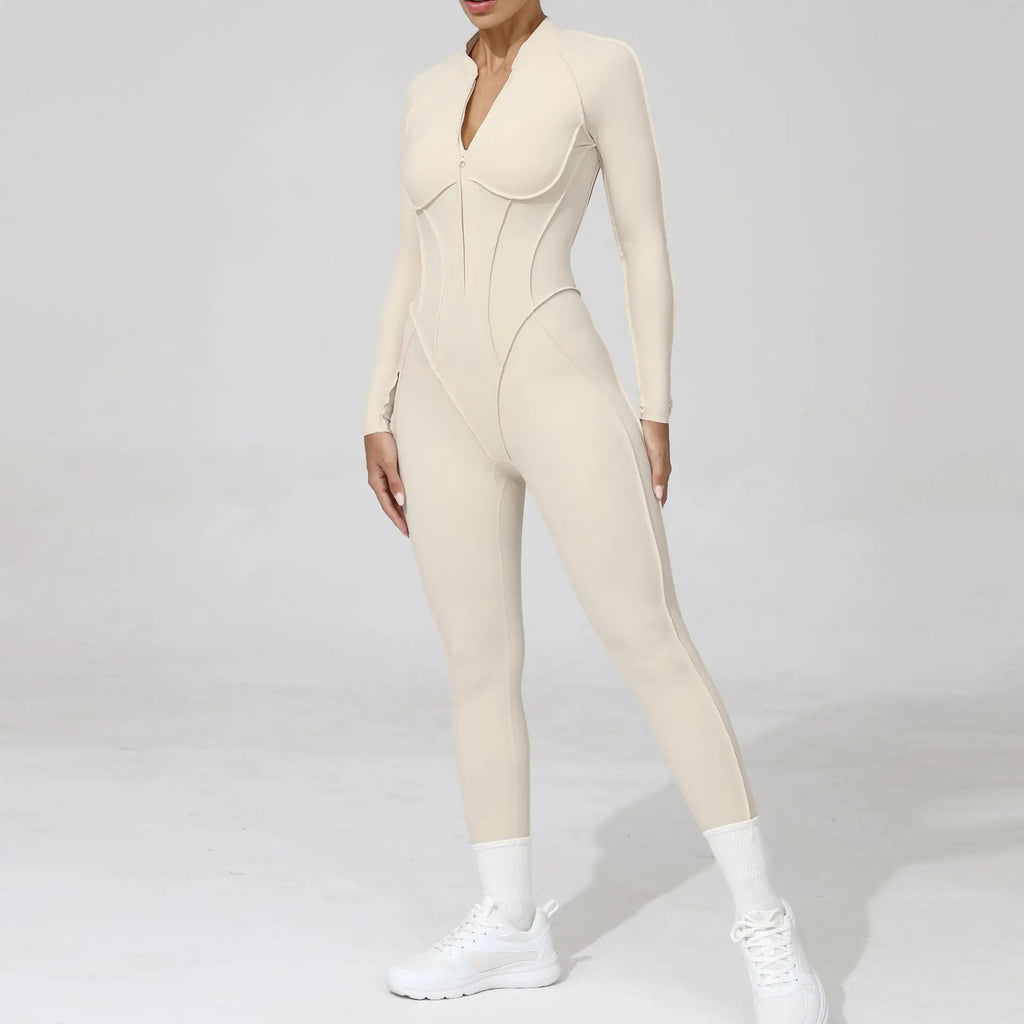Women Jumpsuit Peach Hip Zipper