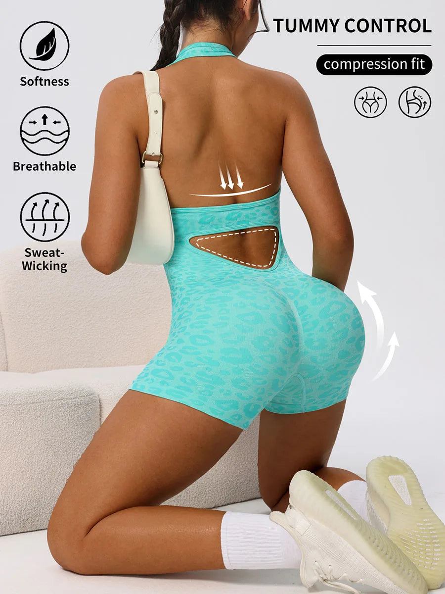 Women Jumpsuit Leopard Romper Suit