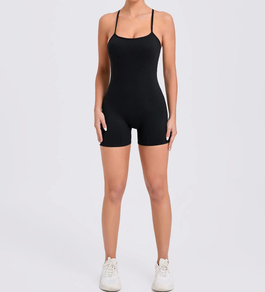 Women Yoga Set Shorts Jumpsuit