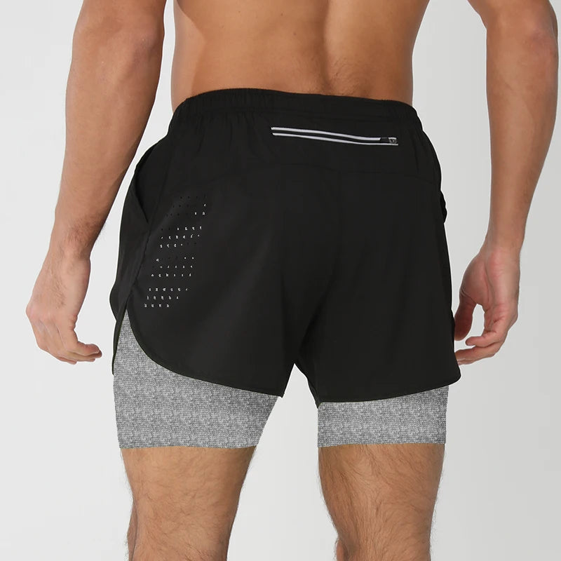 Men’s Quick-Dry Double-Layer Training Shorts – Black