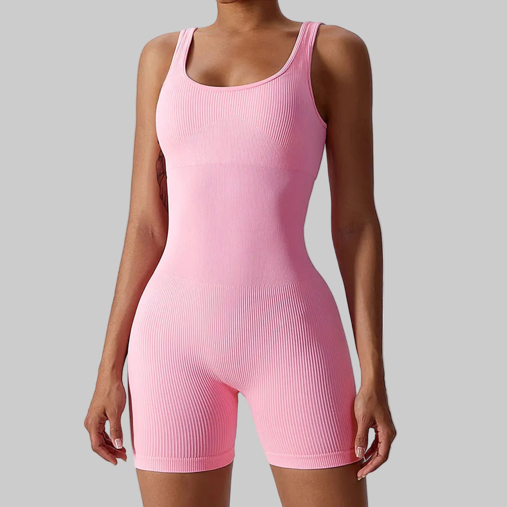 Women Jumpsuit Ribbed Yoga Tracksuit