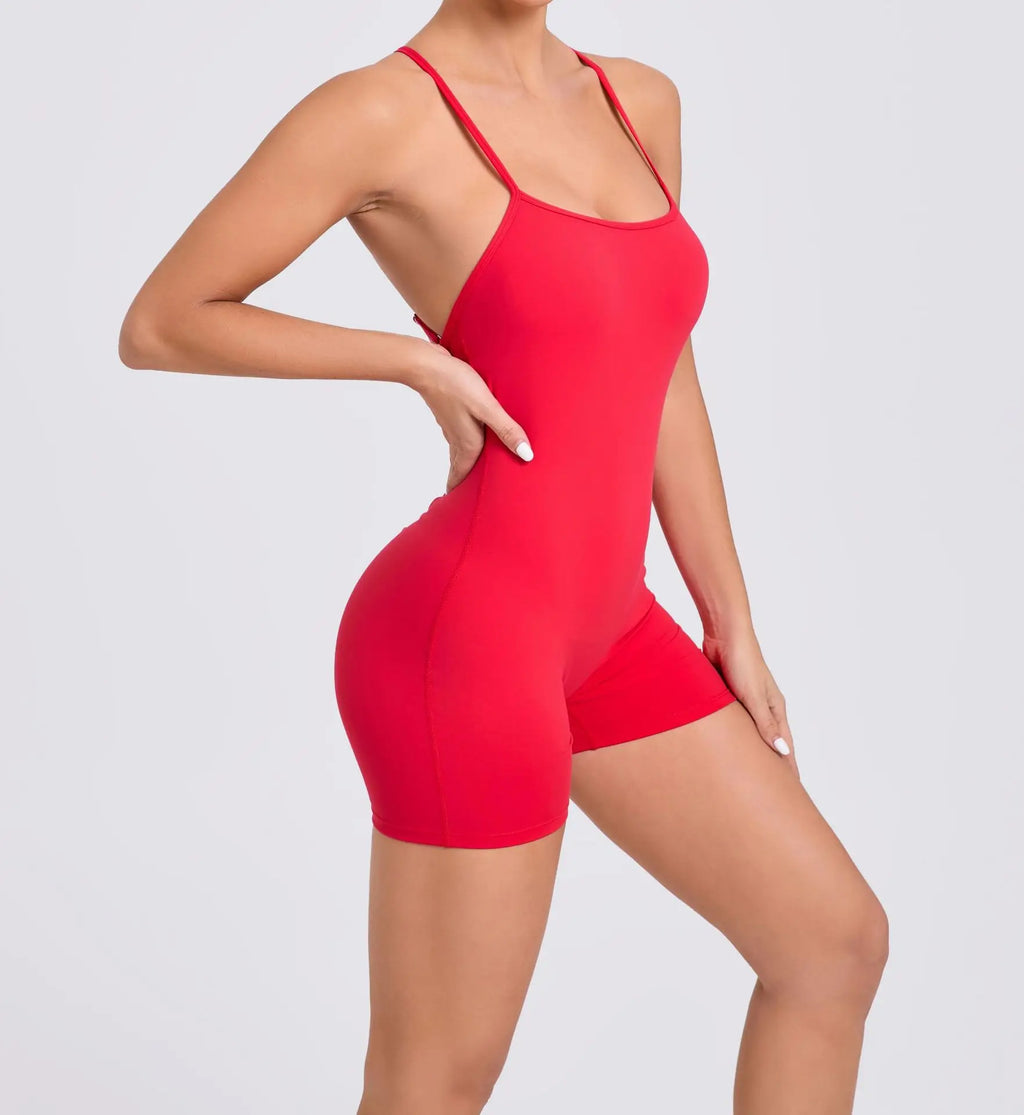 Women Yoga Set Shorts Jumpsuit