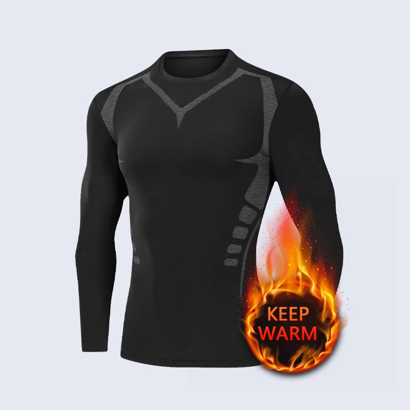 Men’s Fleece-Lined Long Sleeve Compression Base Layer