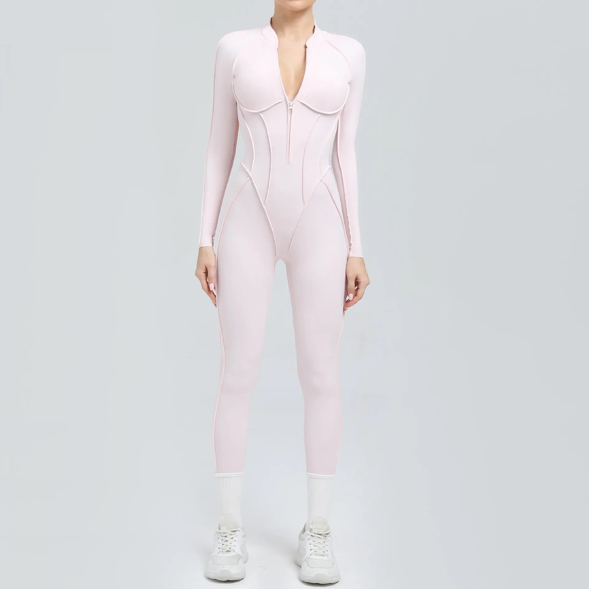 Women Jumpsuit Peach Hip Zipper