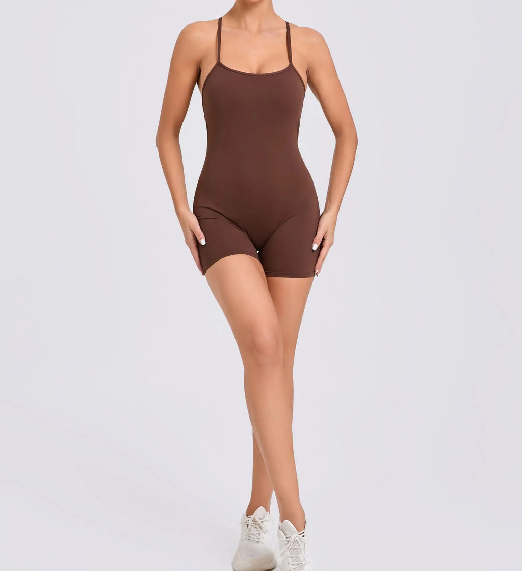 Women Yoga Set Shorts Jumpsuit