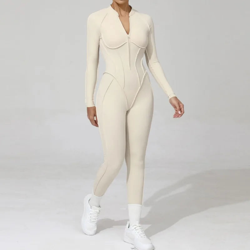 Women Jumpsuit Peach Hip Zipper