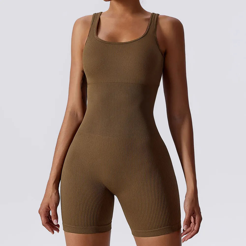 Women Jumpsuit Ribbed Yoga Tracksuit