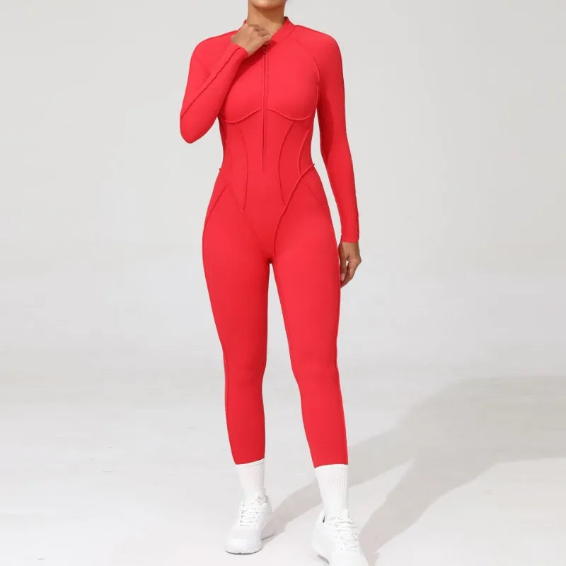 Women Jumpsuit Peach Hip Zipper