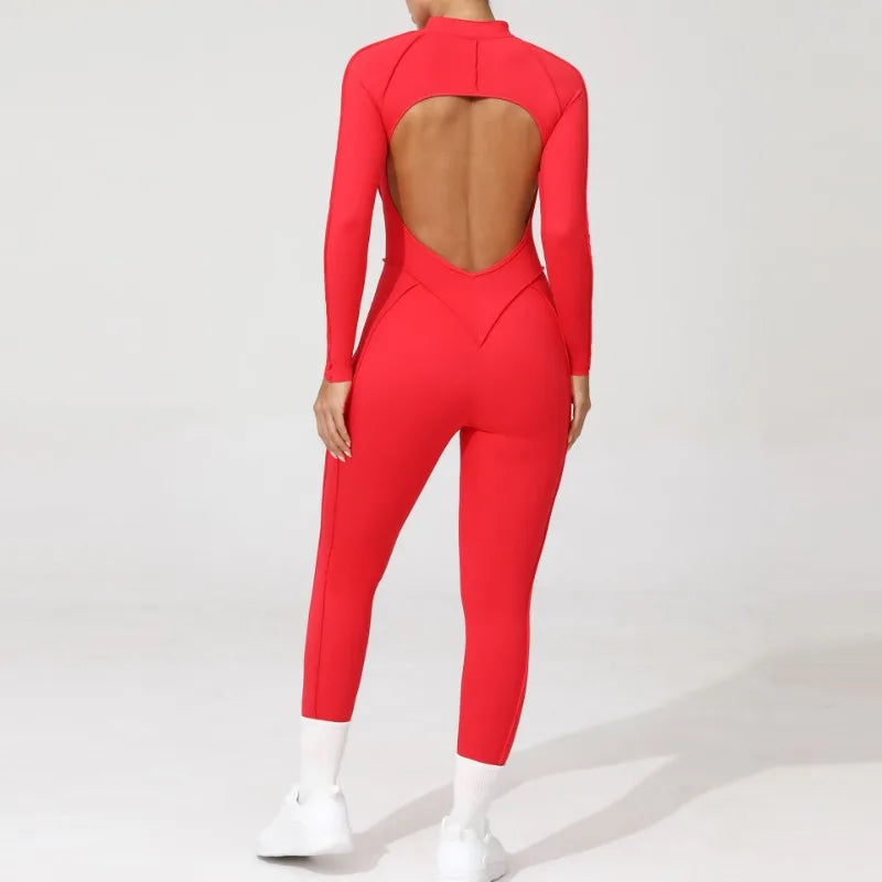 Women Jumpsuit Peach Hip Zipper