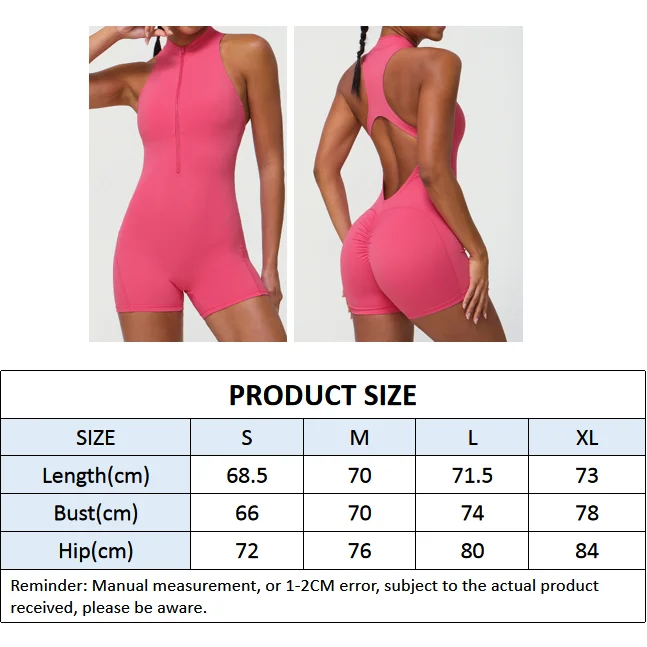 Women Jumpsuit Half Zip Shorts