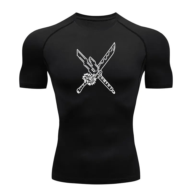 Men’s Anime-Inspired Compression Performance T-Shirt