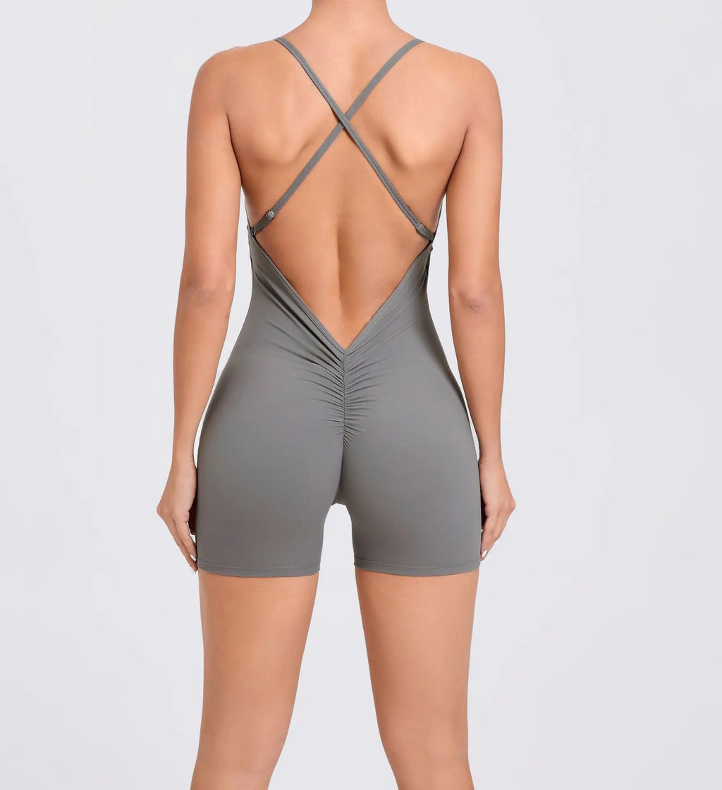 Women Yoga Set Shorts Jumpsuit