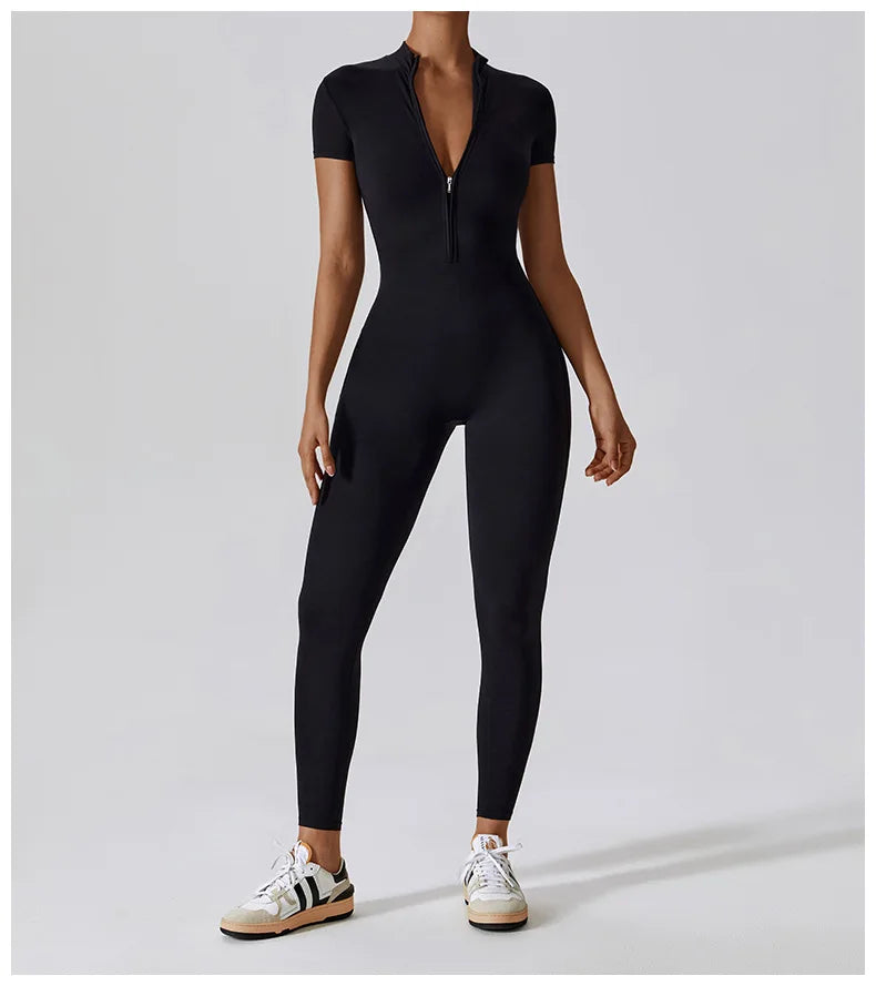 Women Jumpsuit Zipper Yoga Suit