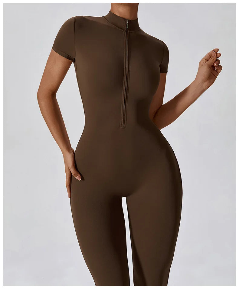 Women Jumpsuit Zipper Yoga Suit