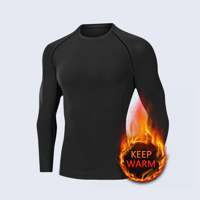 Men’s Fleece-Lined Long Sleeve Compression Base Layer