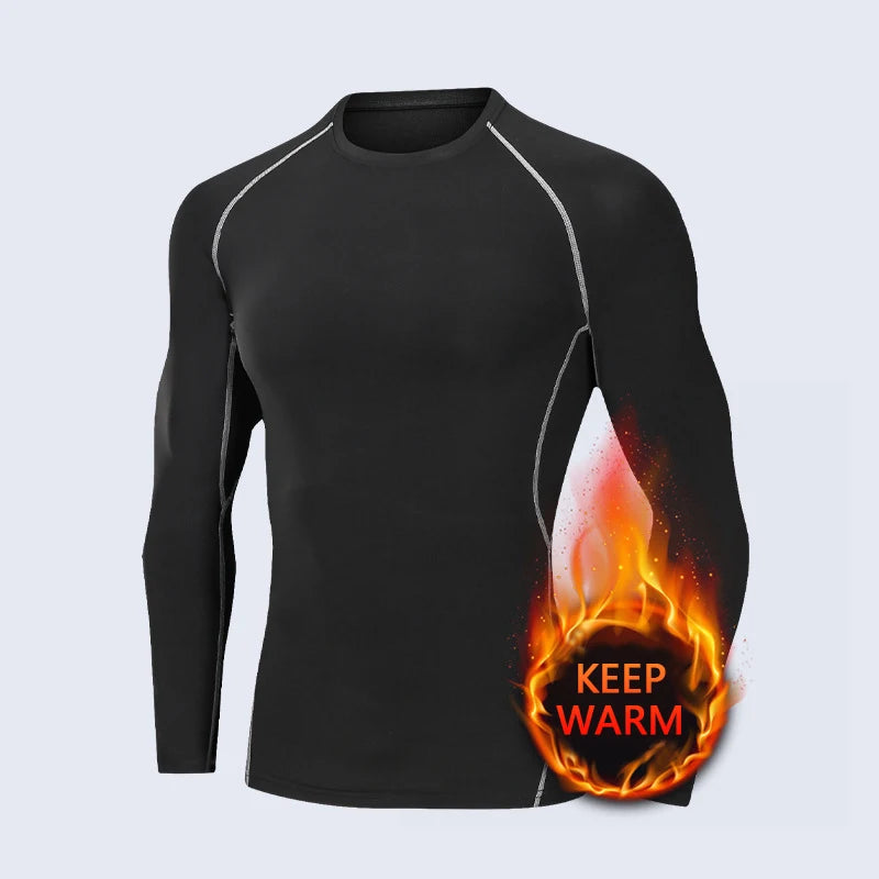 Men’s Fleece-Lined Long Sleeve Compression Base Layer
