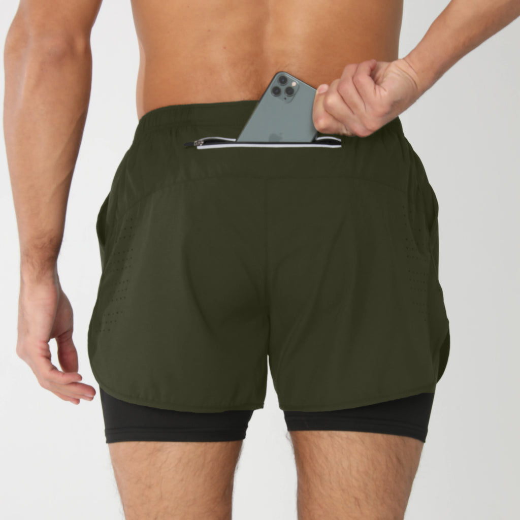 Men’s Quick-Dry Double-Layer Training Shorts – Black
