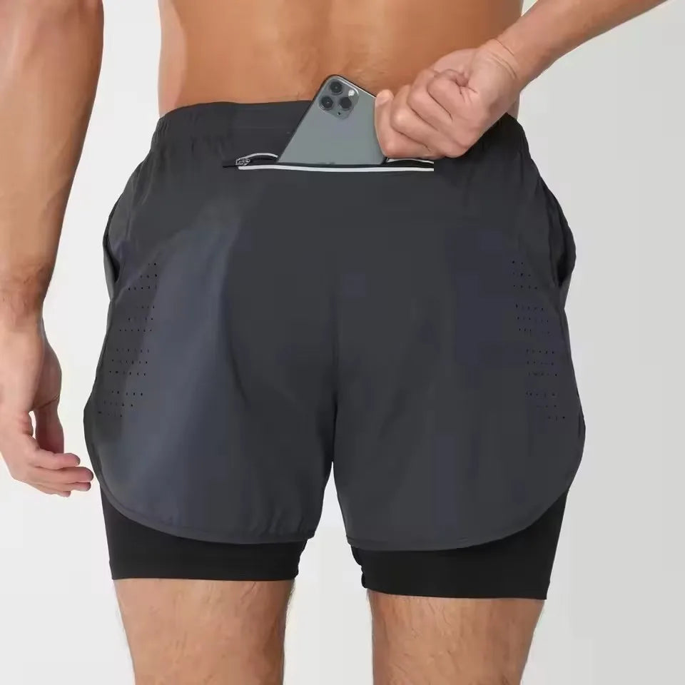 Men’s 2-in-1 Quick-Dry Double-Layer Training Shorts