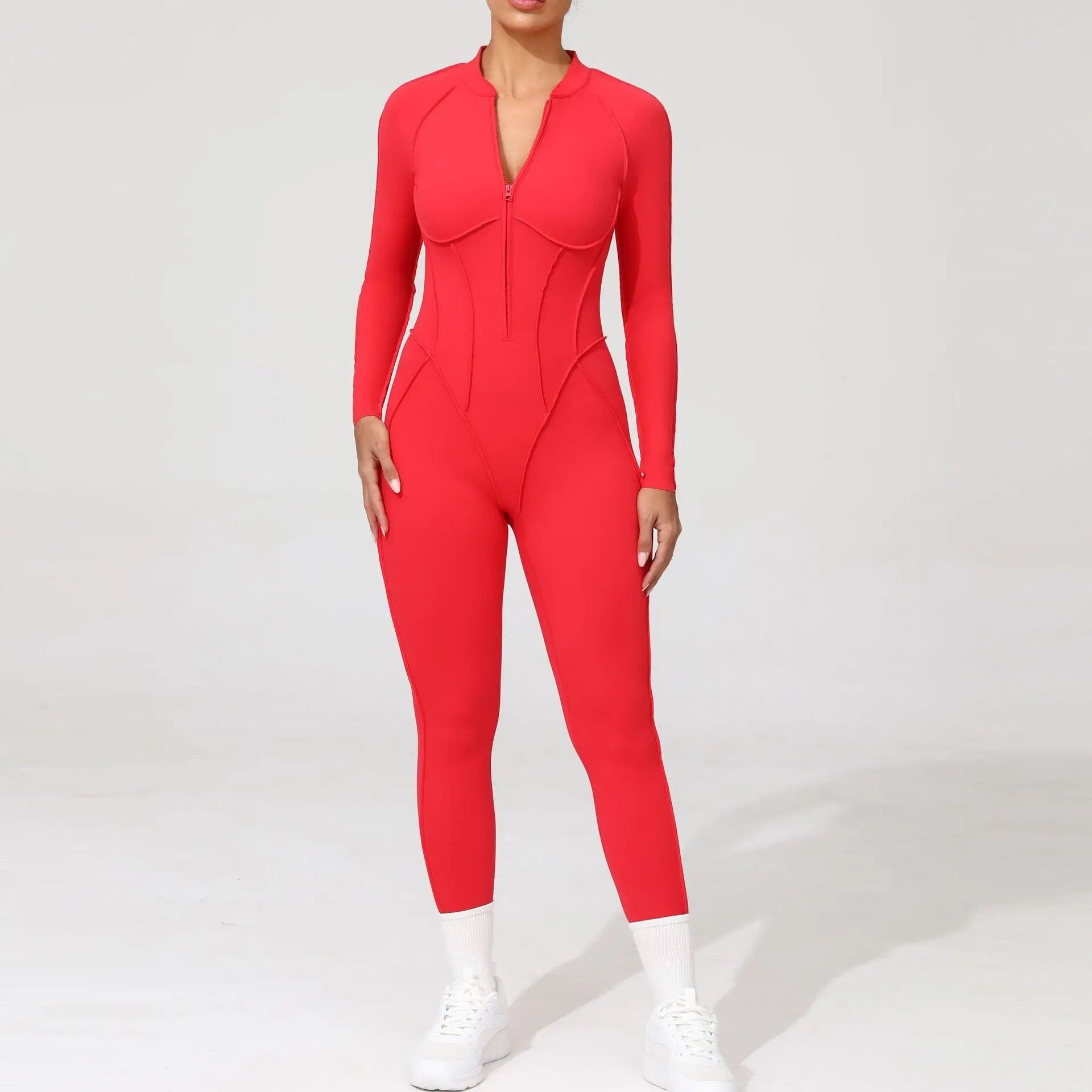 Women Jumpsuit Peach Hip Zipper