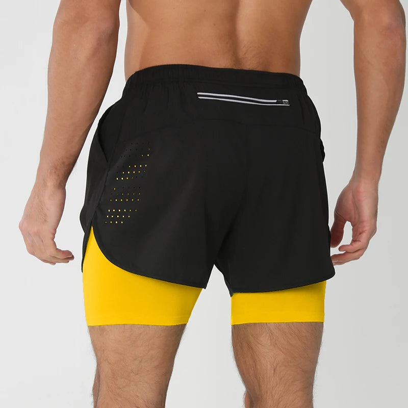 Men’s Quick-Dry Double-Layer Training Shorts – Black