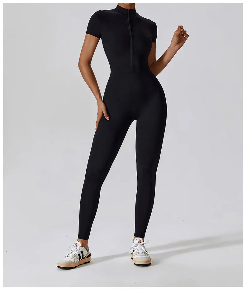 Women Jumpsuit Zipper Yoga Suit