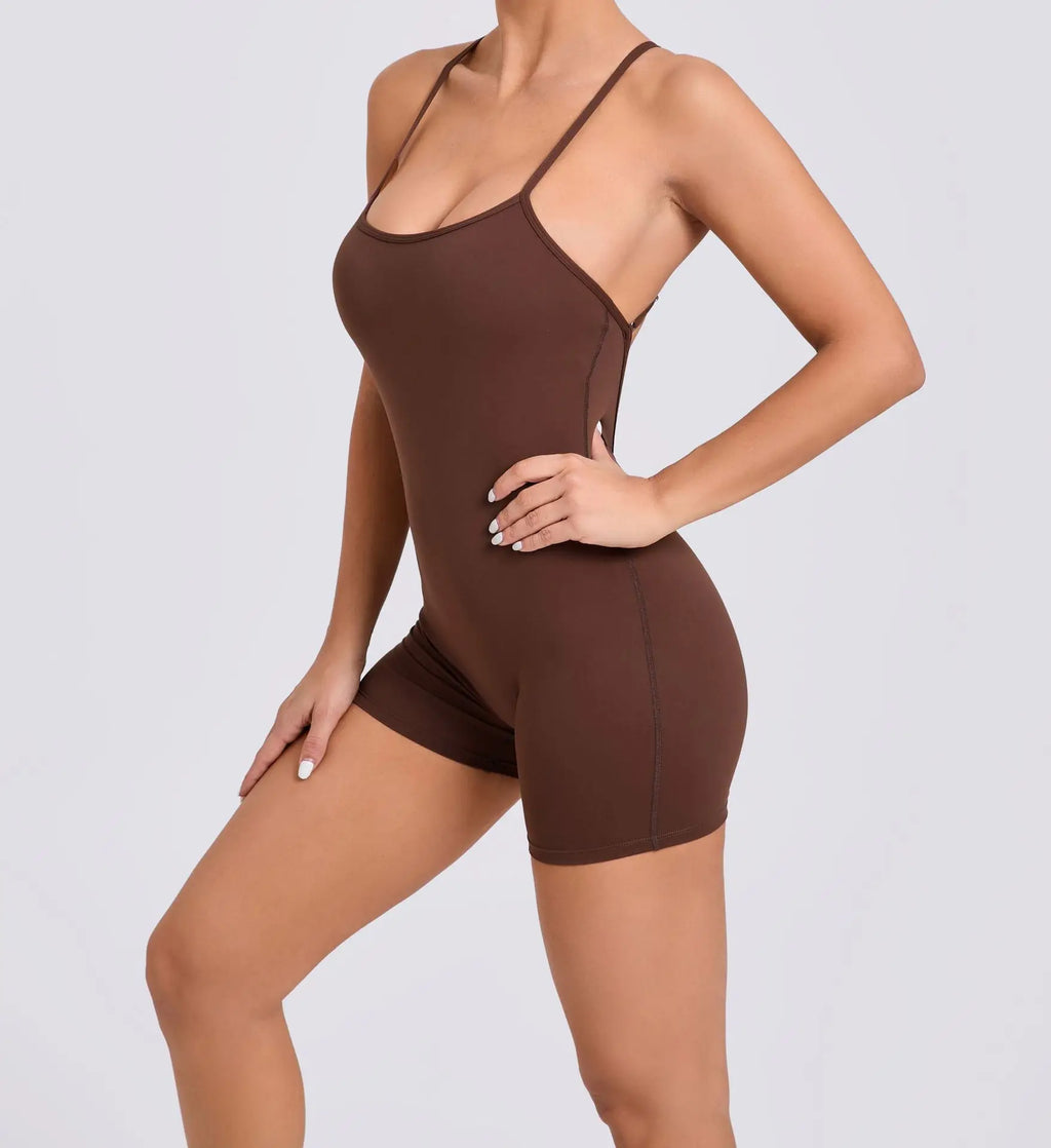 Women Yoga Set Shorts Jumpsuit