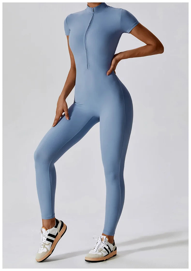 Women Jumpsuit Zipper Yoga Suit