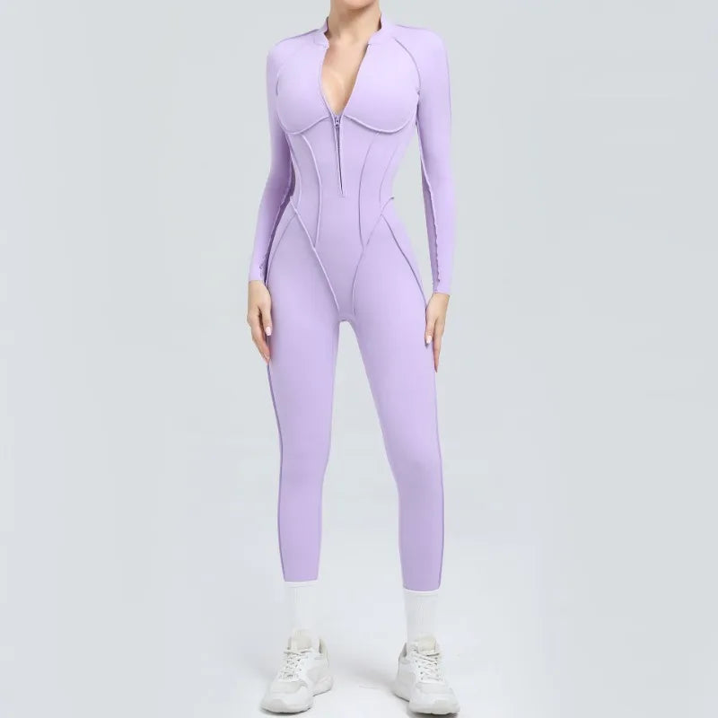 Women Jumpsuit Peach Hip Zipper