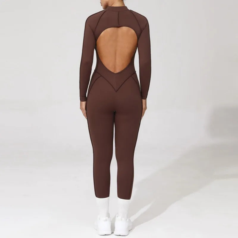 Women Jumpsuit Peach Hip Zipper